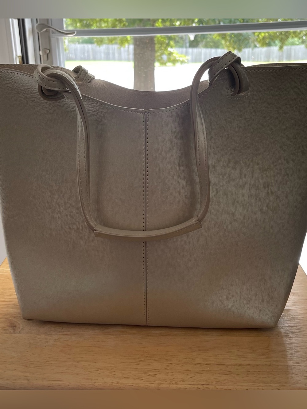NWOT Neiman Marcus Metallic
Champagne Tote Bag Vegan Leather Pristine